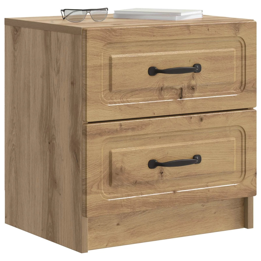 Set di 2 Comodini | Armadio da Notte | Mobiletto da notte Rovere Artigianale 43 x 34,5 x 44,5 cm