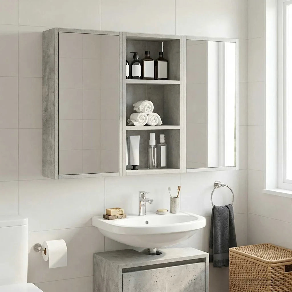 Armadio da bagno a muro Grigio Cemento 30 x 16 x 62,5 cm 889338