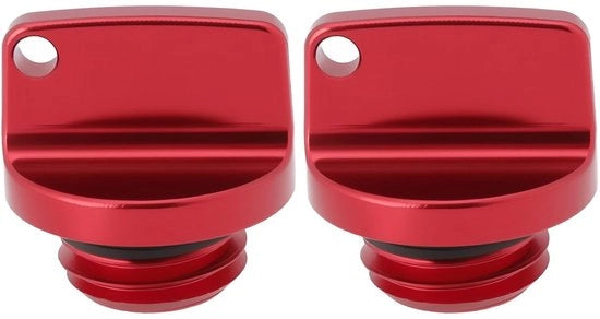 Olio motore sostitutivo - Vario con coperchio in alluminio CNC - Olio contenitore - Adatto per motocicli - Rosso - Compatibile con Honda - Compatibile con Yamaha - 2 pezzi, M20 x 2,5.