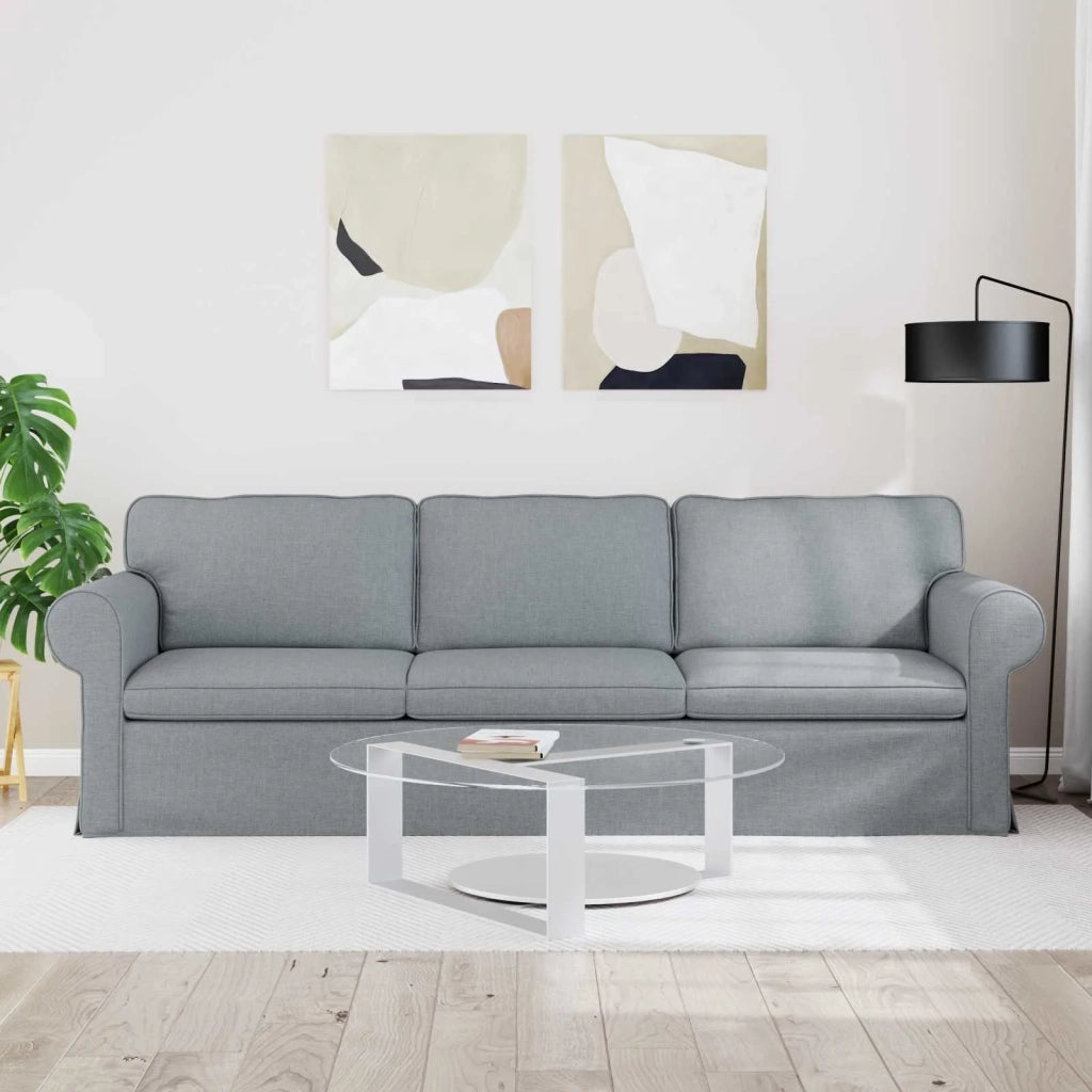 Divano Grigio chiaro 215 x 82 x 80 cm Tessuto