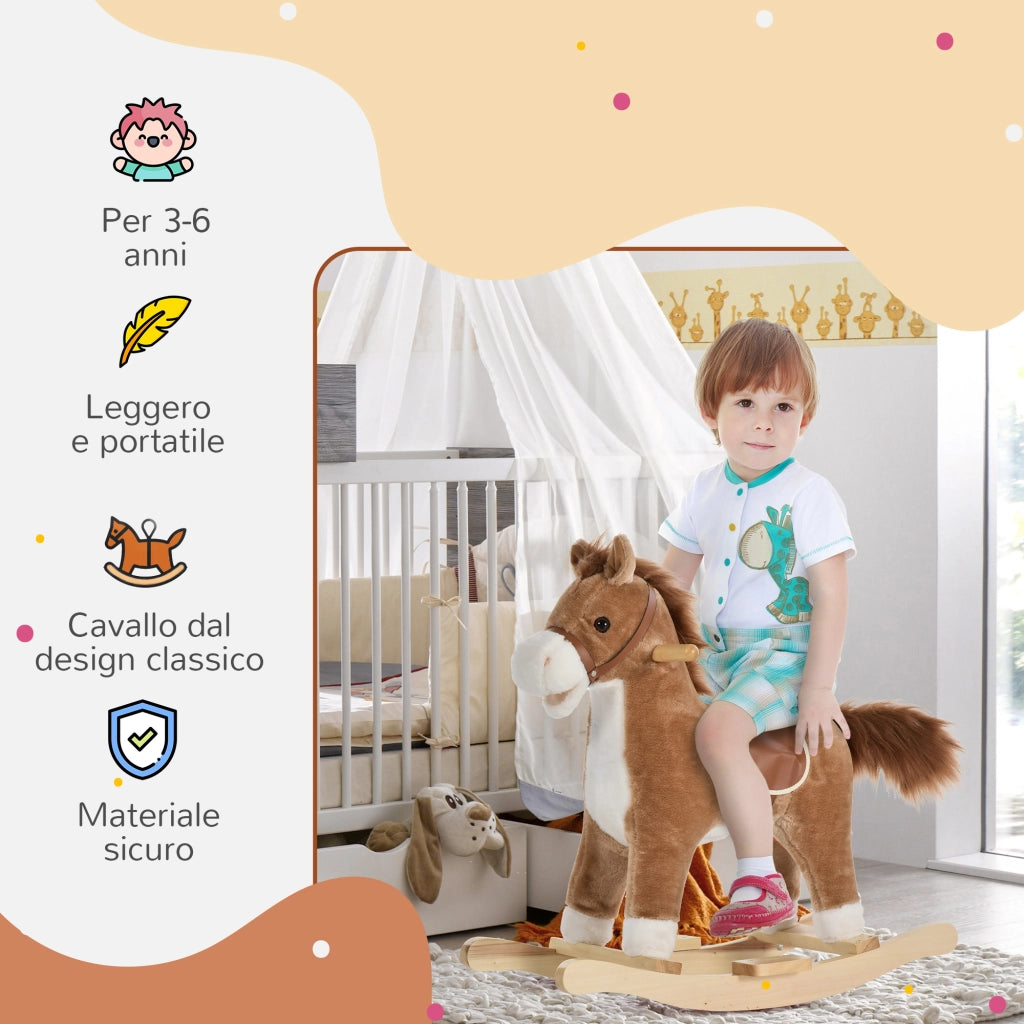 Cavallino a Dondolo per Bambini ¨C zephmum ¨C Marrone, Suoni Realistici, 36-72 Mesi