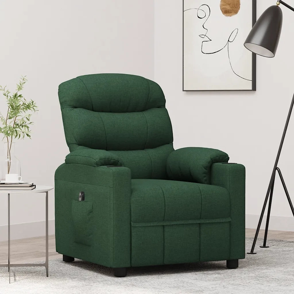 Poltrona Elettrica Reclinabile Verde Scuro in Tessuto 3143497