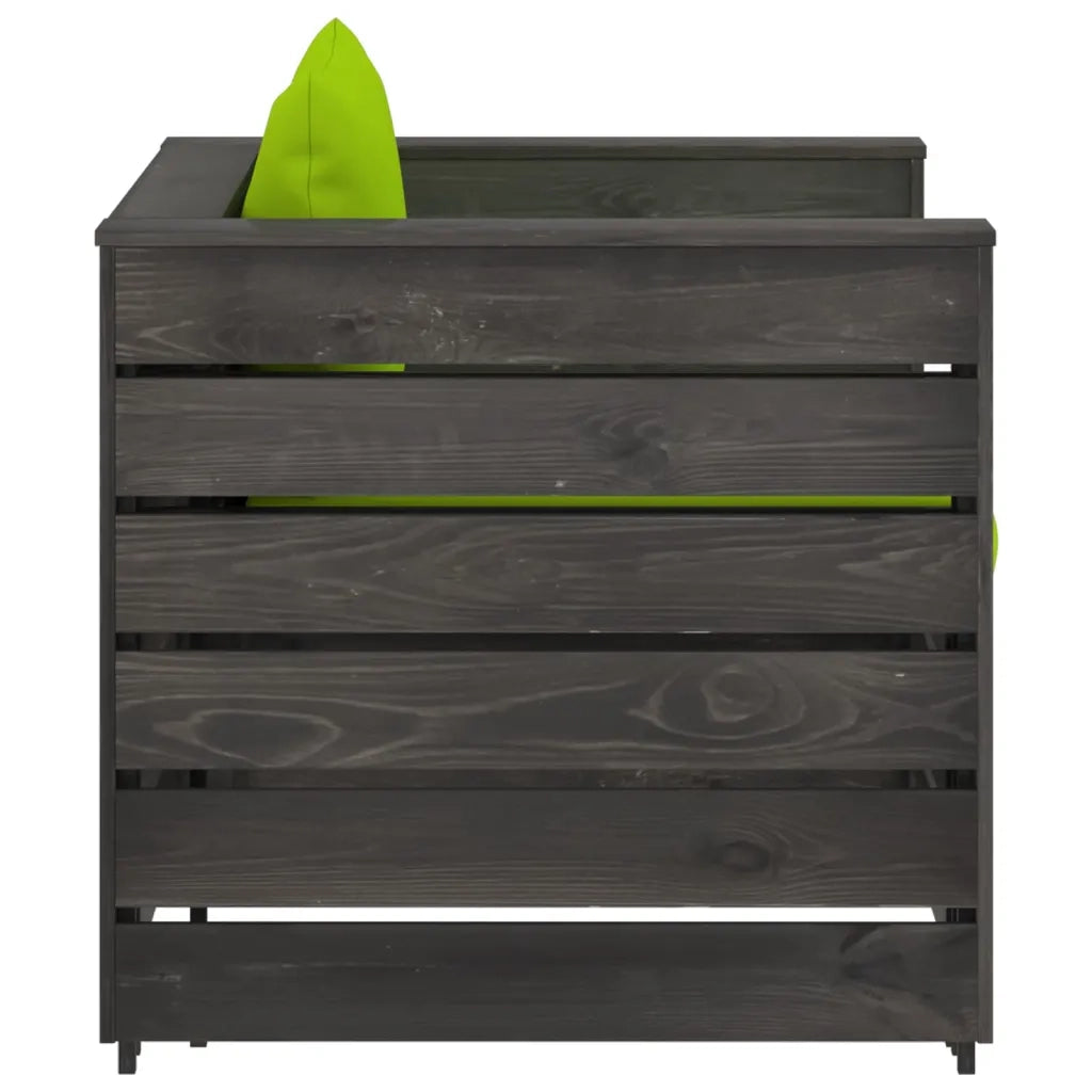 Set Divani da Giardino con Cuscini 2 pz Legno Impregnato Grigio 3068155