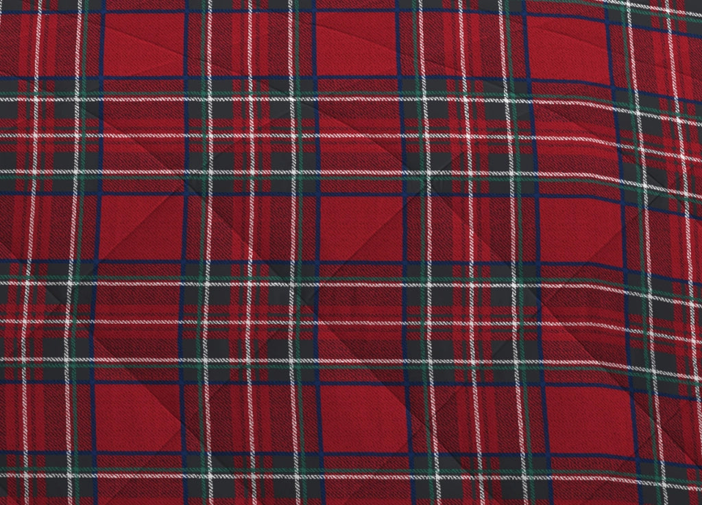 Trapunta Piumone Invernale 300gr Cotone Made Italy Disegno Scozzese Kilt Rosso - Matrimoniale - Kilt Rosso