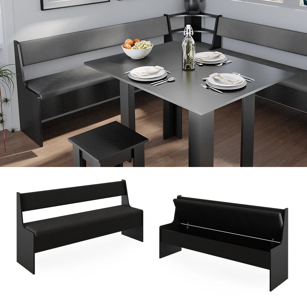 Vicco Panca ad angolo Nero 41.5 x 166.6 cm