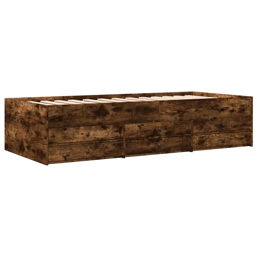 Divano Letto con Cassetti senza Materasso Rovere Fumo 90x200 cm 3280878