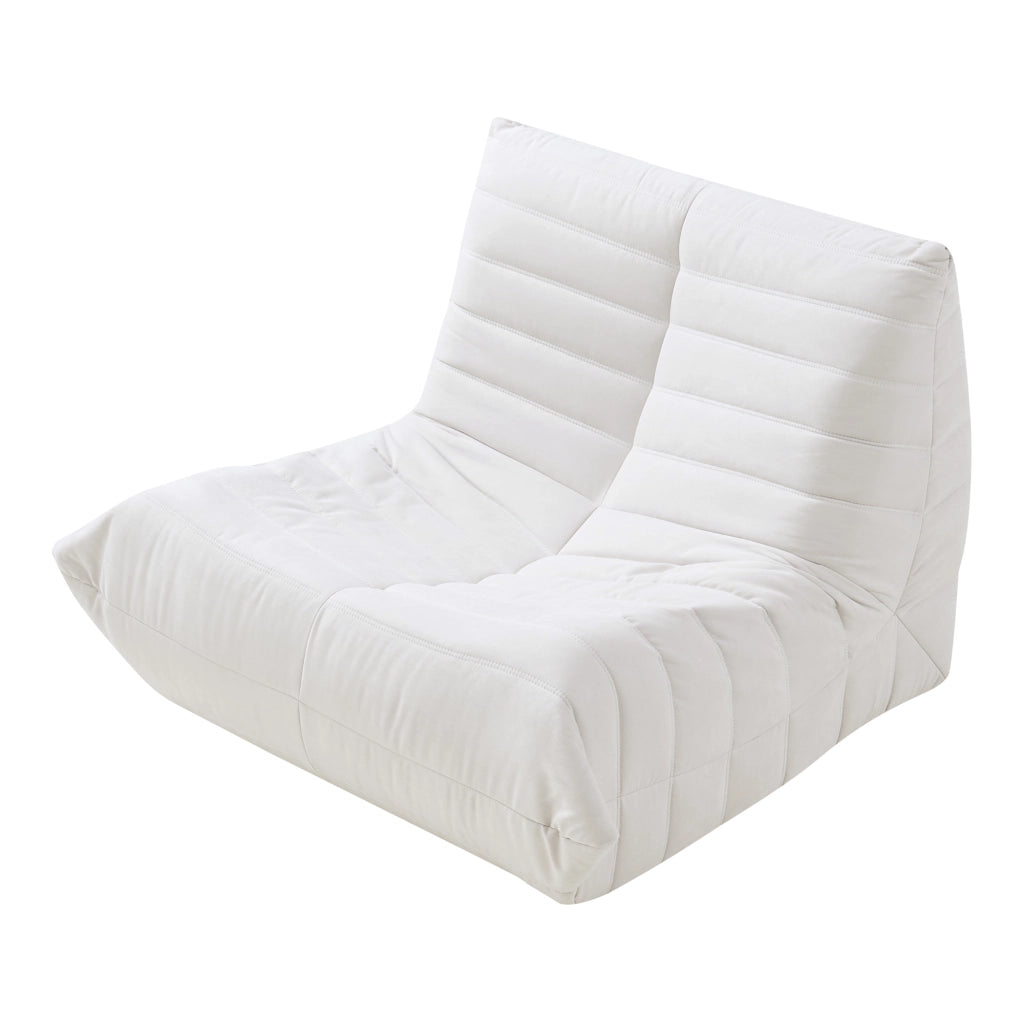 Poltrona Bassa Imbottita Kodsø con Rivestimento in Microfibra 75x90x100 cm - Beige [en.casa]