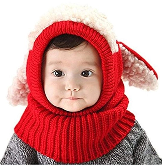 Set di Cappelli per Bambini con Felpa - Bambino Cappello di Lana - Caldo e Comodo - Rosso, Khaki - Ideale per I Bambini di Età Prescolare - Perfetto per Giornate Invernali