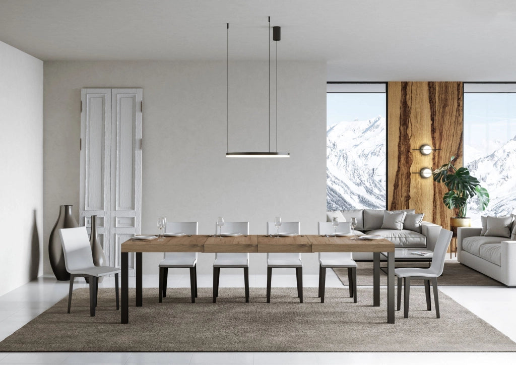 Tavolo Allungabile 130-390x90x77 cm Everyday Premium Quercia Natura Gambe Antracite