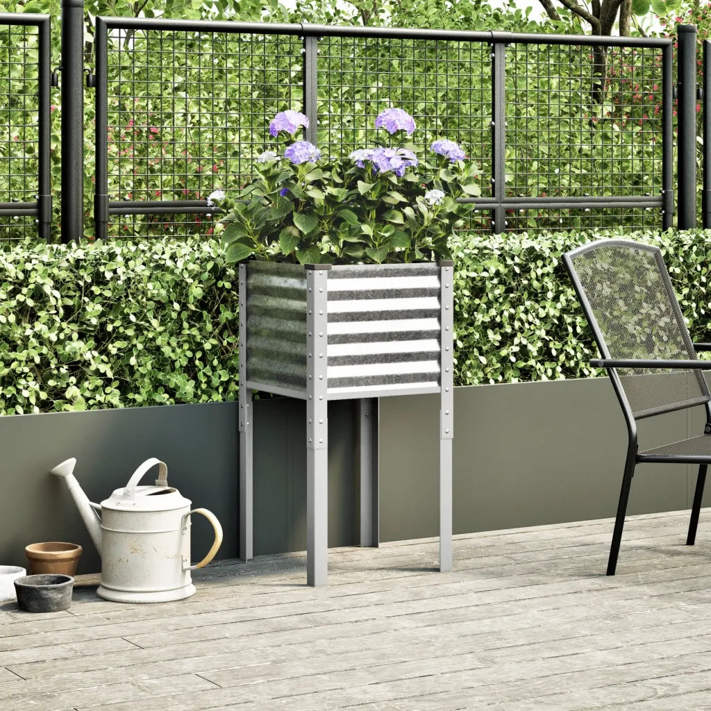 Fioriera da Giardino-Vaso da Esterno 45x45x88 cm in acciaio zincato