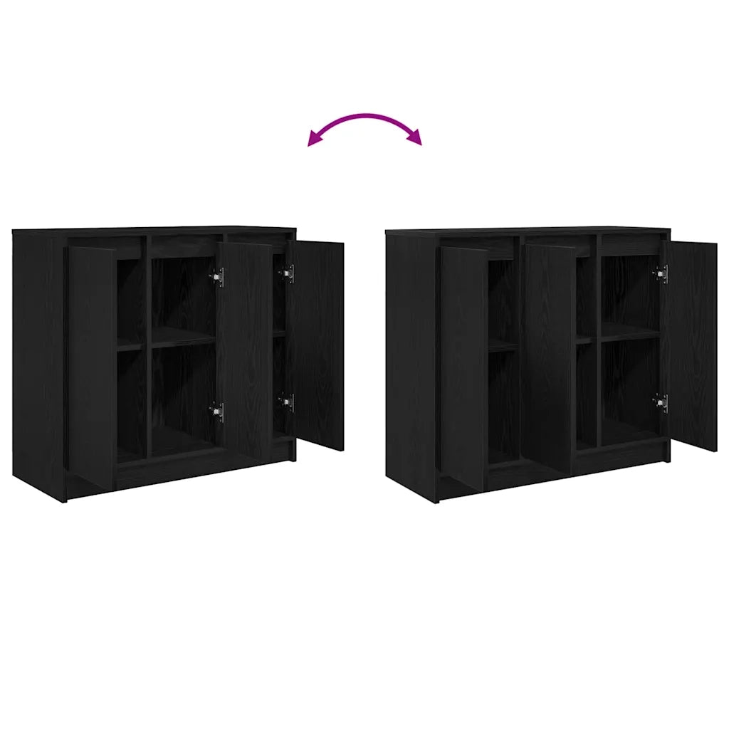 Credenza | Madia | Buffet da pranzo | Armadio da pranzo Rovere Nero 85x34x76 cm in Legno Multistrato