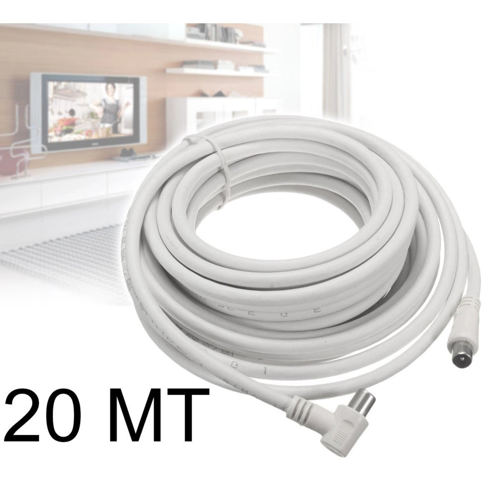 Trade Shop - Cavo Antenna Maschio Femmina 20 Metri Per Tv Spinotto Jack Maschio Femmina M/f -