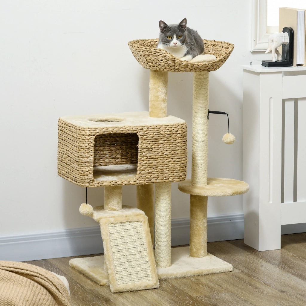 TIRAGRAFFI per gatti 98 cm beige in pannello di legno