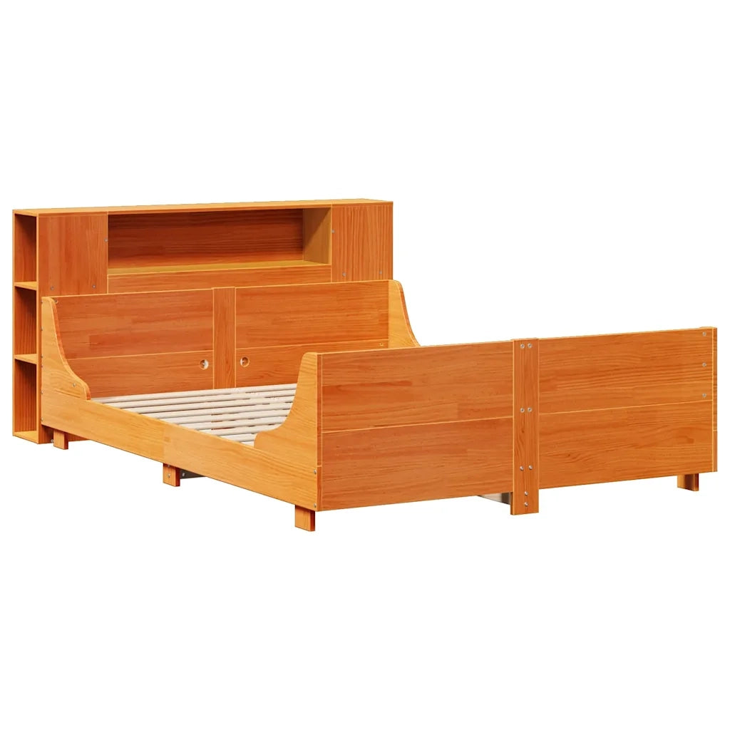 Giroletto senza Materasso-Struttura Letto Marrone Cera 150x200 cm Legno di Pino 325937