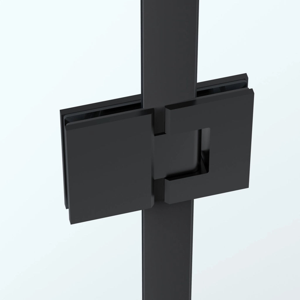 Box doccia 2 lati 100x80 cm fisso + porta un battente H200 cm cristallo 6mm profilo Nero Opaco PIPPO