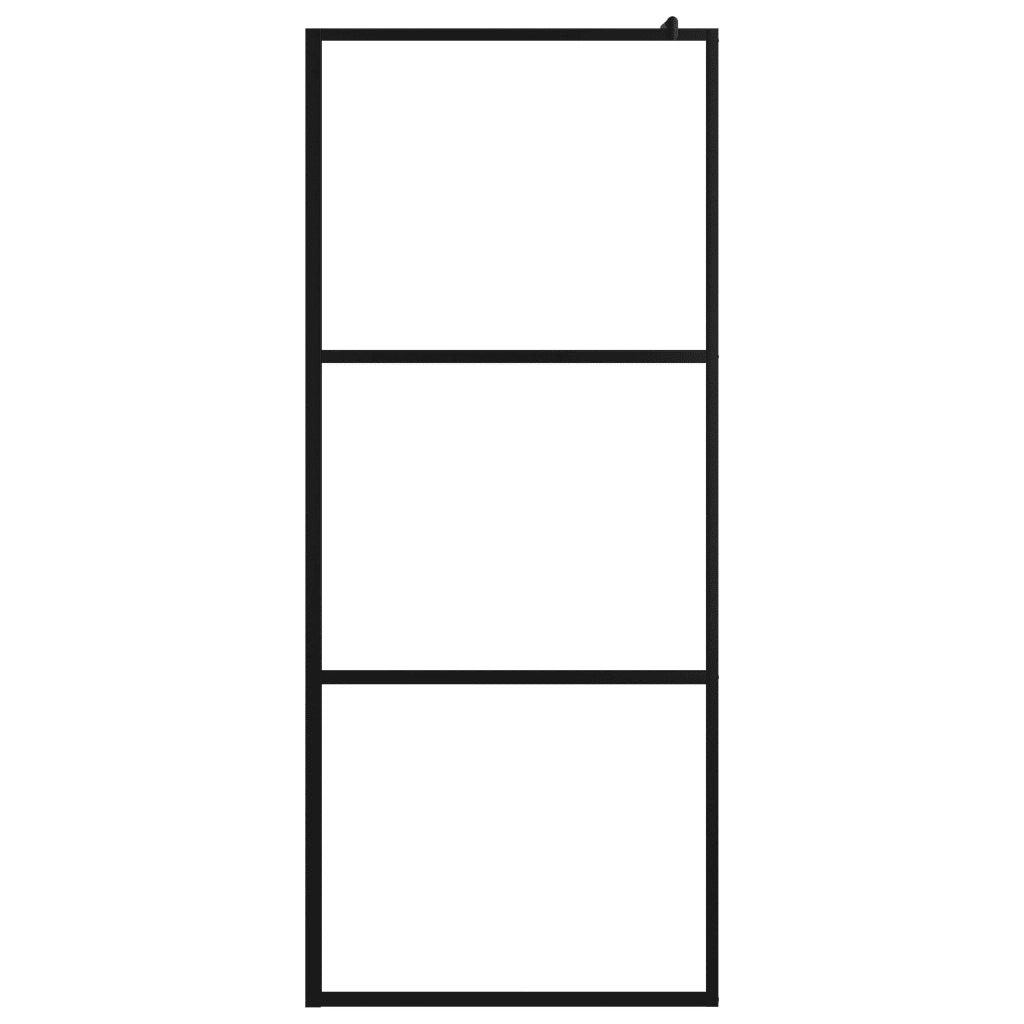Parete Doccia Walk-in in Vetro Trasparente ESG Nera 100x195 cm 149150