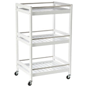 Carrello da Cucina Portavivande ¨C Xylo ¨C Legno Bianco 3 Ripiani con Ruote 45x38x78cm