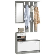 Mobile da Ingresso con Appendiabiti, Scarpiera, Cassetto e Specchio ¨C Xylo ¨C Grigio