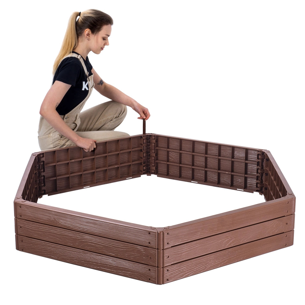 Aiuola rialzata per ortaggi KADAX, fioriera da giardino marrone 150x75 cm