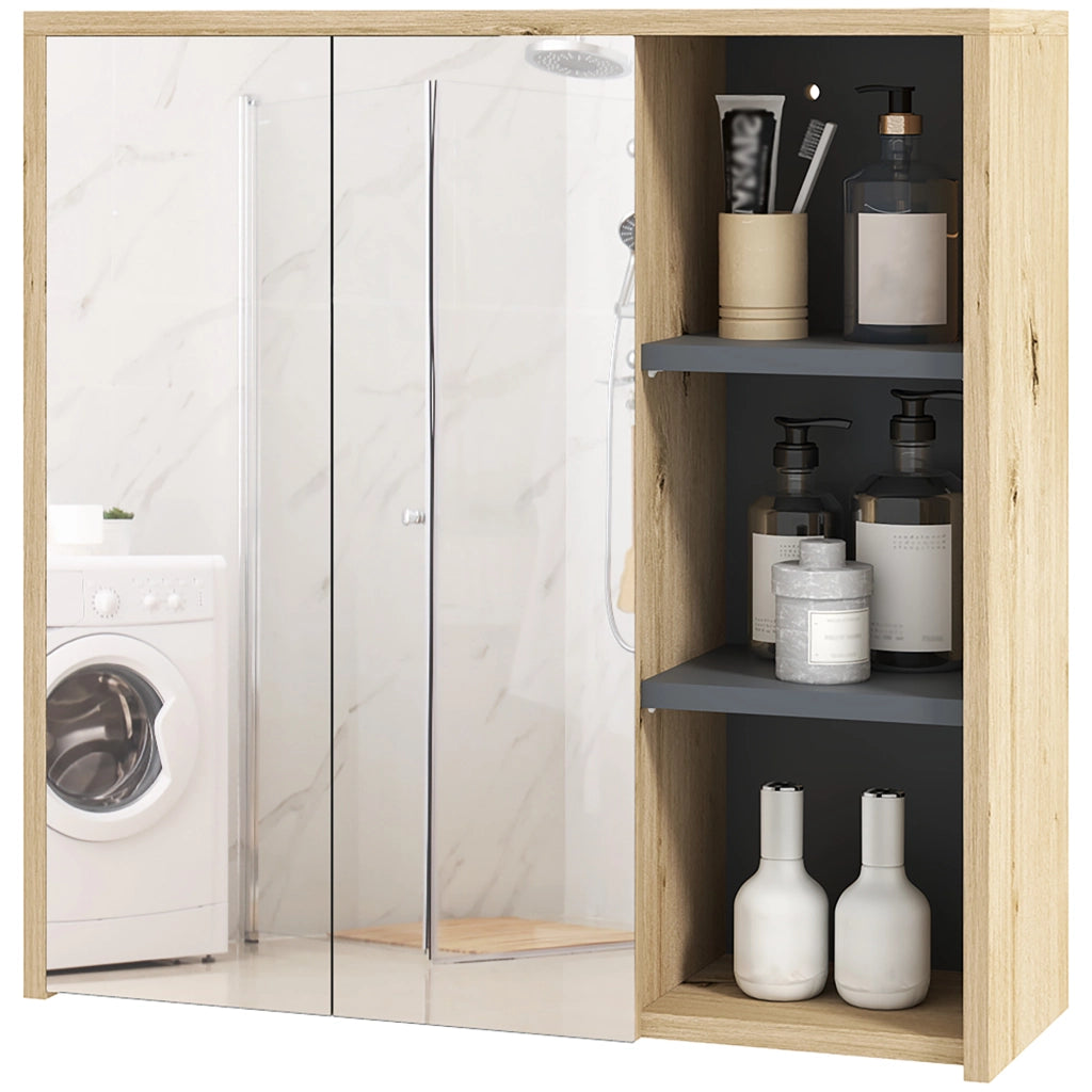 Armadio da bagno con specchio ¨C Xylo ¨C 3 ripiani legno naturale 60x20x60 cm
