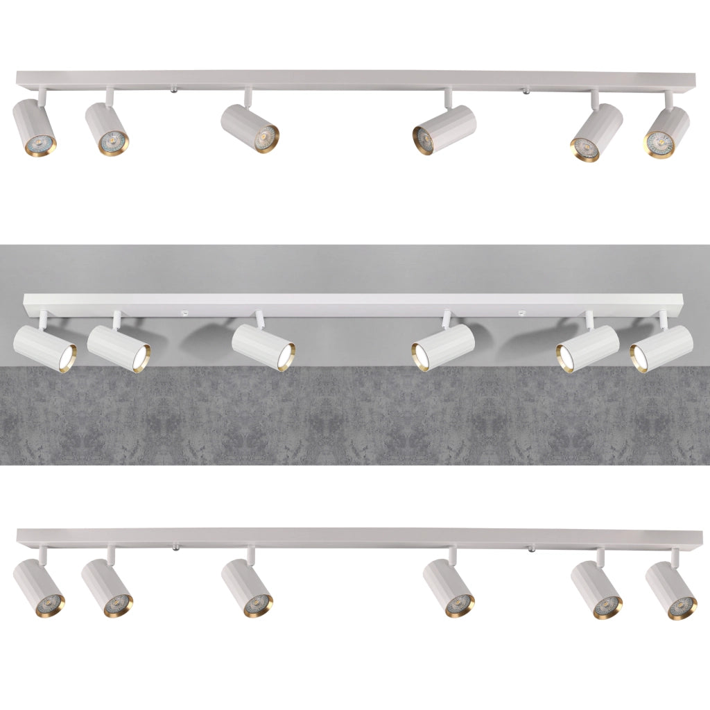 Plafoniera/Applique 6 luci bianco-oro GU10 Nicea Polux