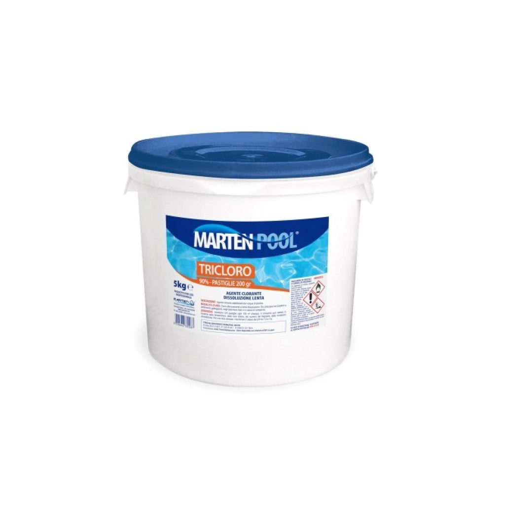 Tricloro in pastiglie a lento dissolvimento per disinfezione acqua piscina 5 kg