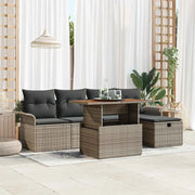 Set Divano da Giardino con cuscino 6 pcs Grigio polyrattan