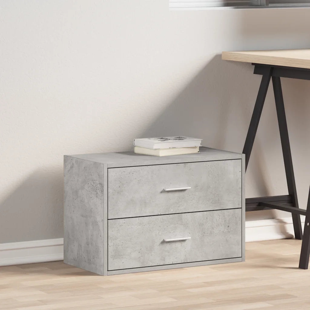 Armadio con 2 Cassetti Grigio Cemento 60x31x40 cm in Truciolato 858827