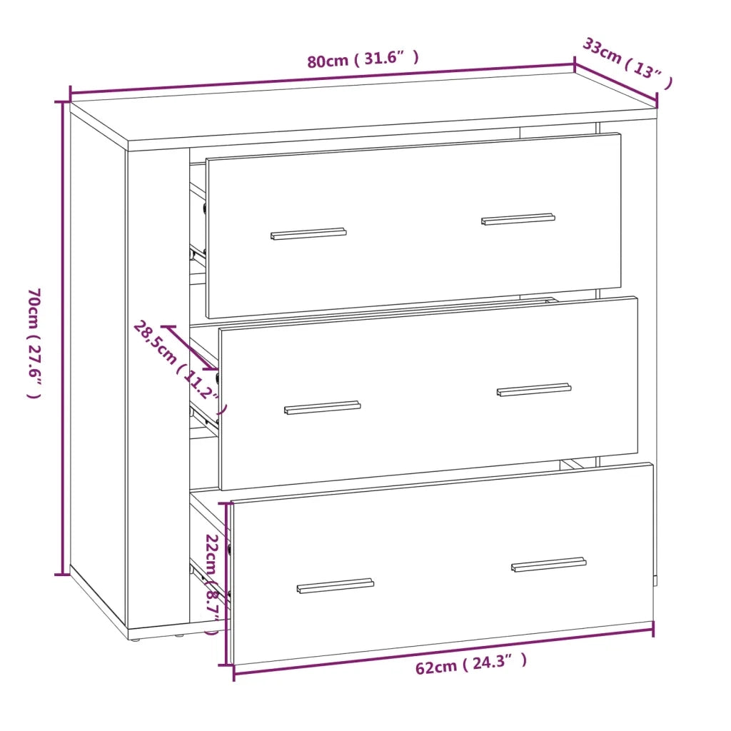 Credenza | Madia | Buffet da pranzo | Armadio da pranzo Grigio Sonoma 80x33x70 cm in Legno Multistrato