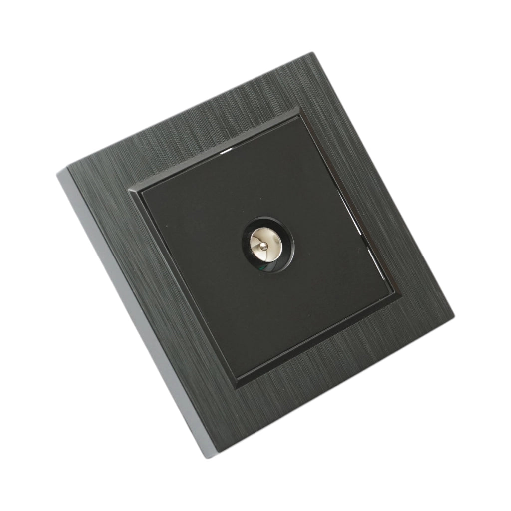 Presa TV da incasso nera ABS 80x80mm