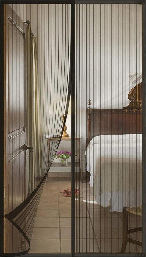 Tendeo Automatico per Porta Finestra - Chiusura Magnetica - Tendeo per Porta Finestra - Senza Forare - 90x200cm Nero