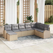 Set di divani 8 pcs Beige e grigio chiaro polyrattan