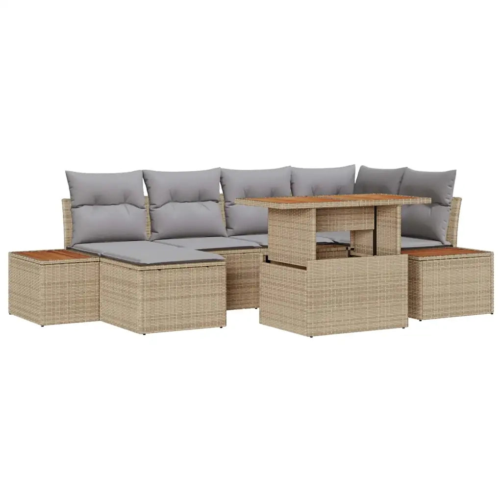 Set da Pranzo per Giardino con cuscino 7 pcs Beige e grigio 3350087
