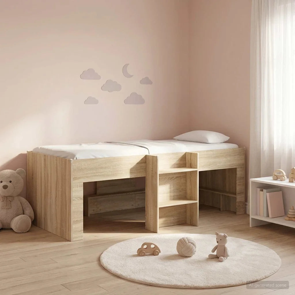 Letto Alto per Bambini | Letto Infantile | Lettino 2 pcs Rovere Sonoma 90 x 190 cm