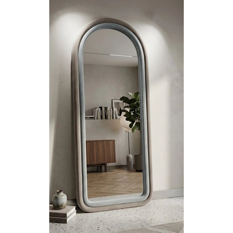 Specchio Da Muro Cloe Velluto Grigio cm 60x4x160