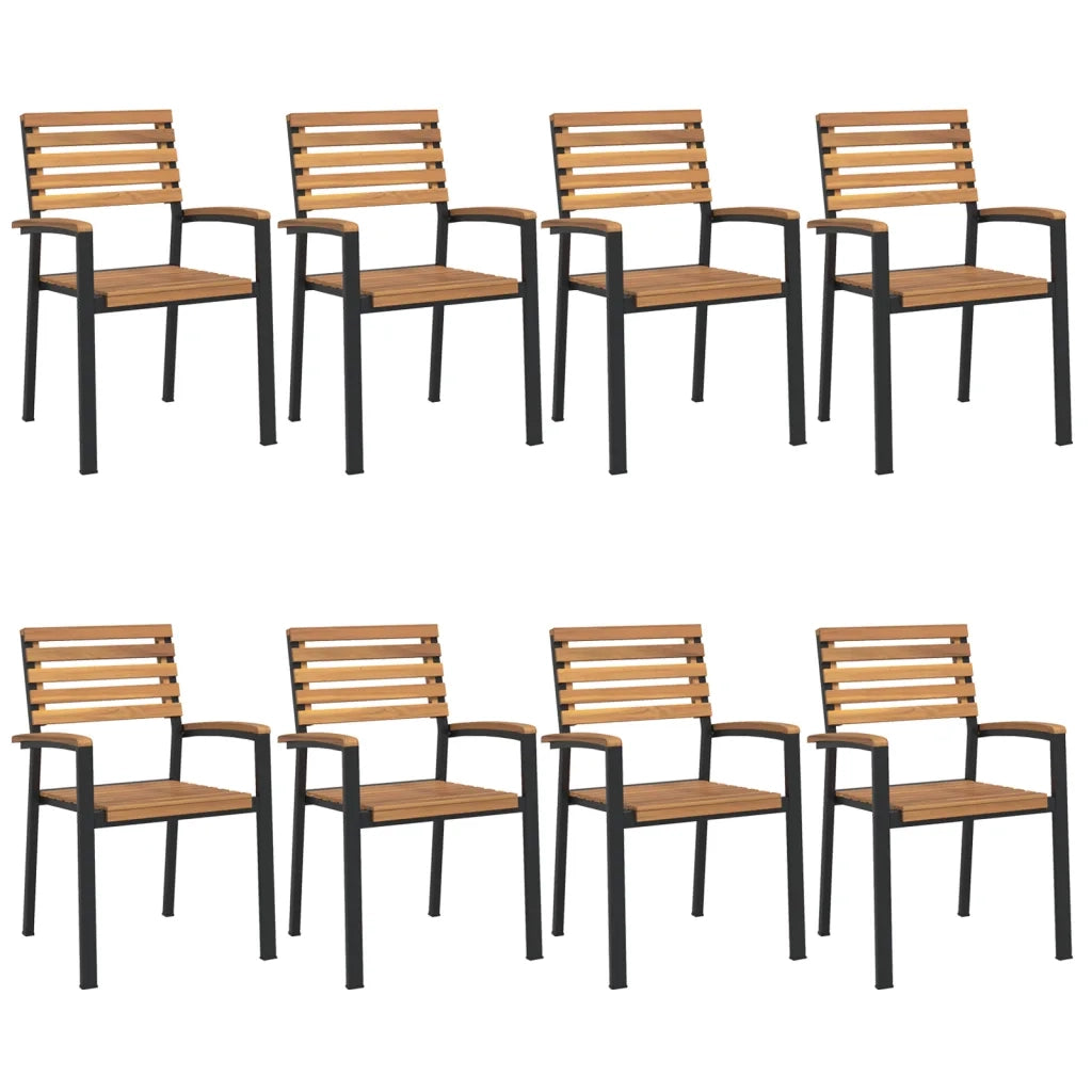 Set Pranzo da Giardino 9 pz Legno Massello di Acacia e Metallo 3155405