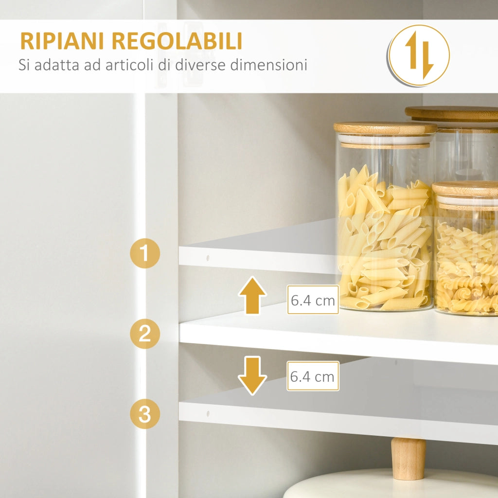 Mobile Cucina Bianco con Ante in Vetro ¨C Xylo ¨C 2 Armadietti, Mensole Regolabili, 80x48x170 cm