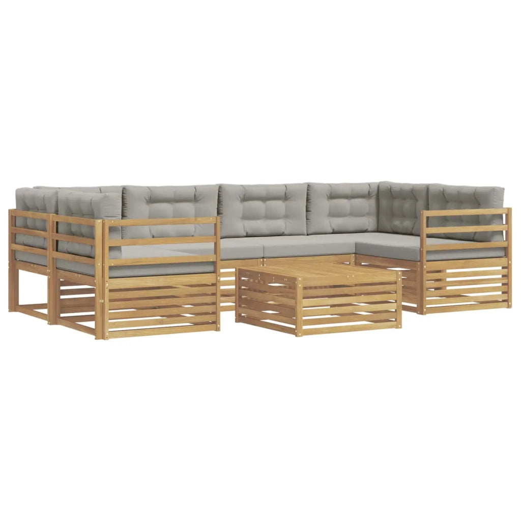 Set di divani da esterno 7 pz Bianco e Grigio Chiaro Poliestere 3390106