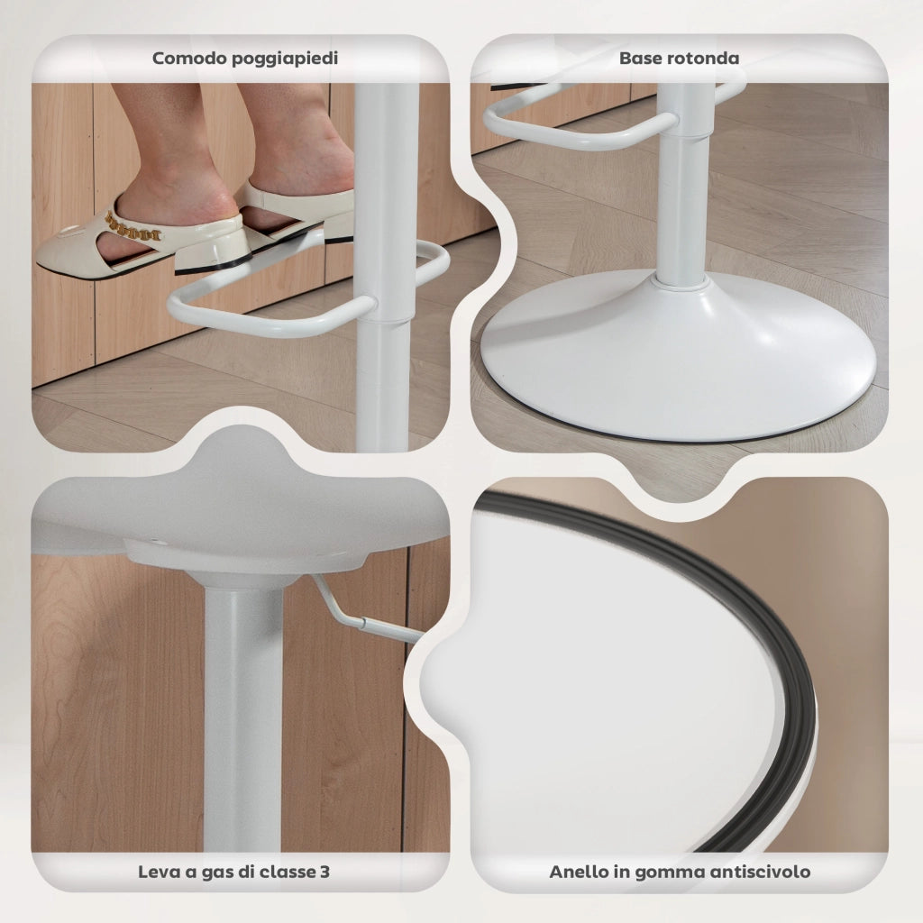 Sgabello da Bar con Schienale e Seduta Girevole ¨C zephmum ¨C Bianco in Pelle PU