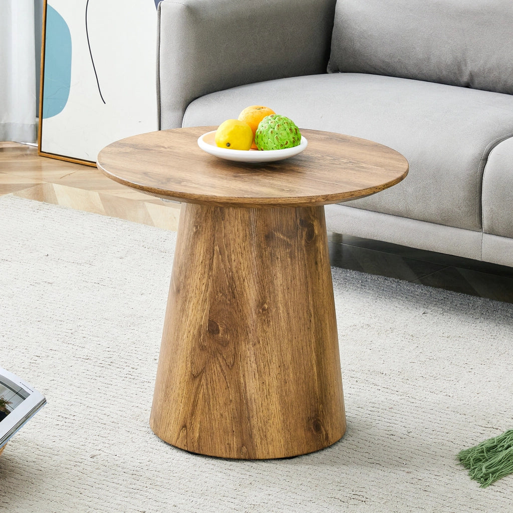 Tavolino rotondo in MDF effetto legno naturale ¨C 50 cm di diametro, 48 cm di altezza. Con rivestimento in laminato effetto legno di alta qualit¨¤ ¨C ide