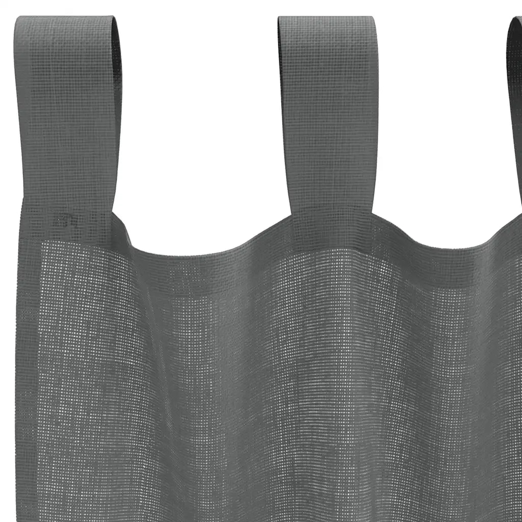 Tende in Voile con Passanti 2 pz Grigio Scuro 140x245 cm