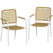 Sedie da Giardino Impilabili in Polyrattan con Braccioli e Schienale ¨C Xylo ¨C Giallo 55x57x82cm Set 2 Pezzi