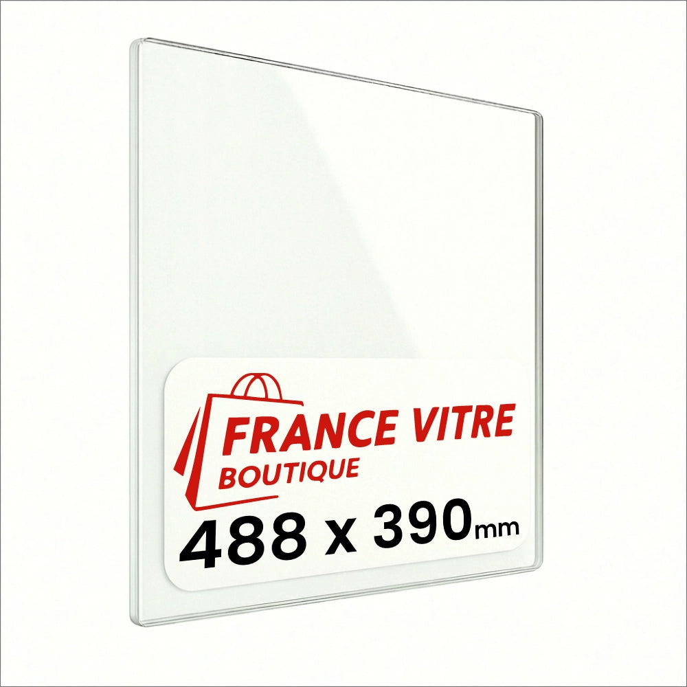 488 x 390 x 4 mm - Vetro per stufa a legna - vetro camino di ricambio - vetro per caminetto resistente al fuoco - France Vitre