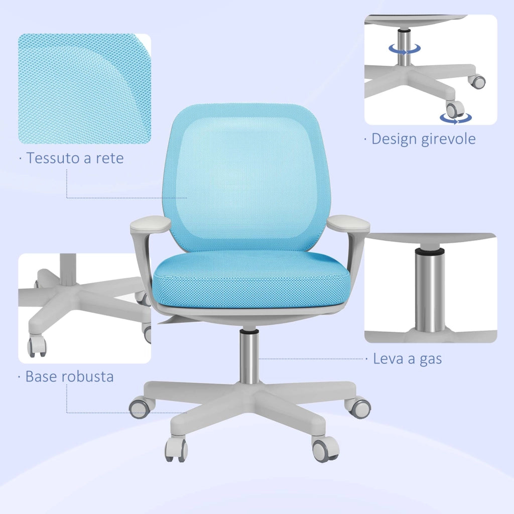 Sedia da Ufficio Ergonomica Reclinabile ¨C zephmum ¨C Azzurra 55x48x82.5-94.5 cm