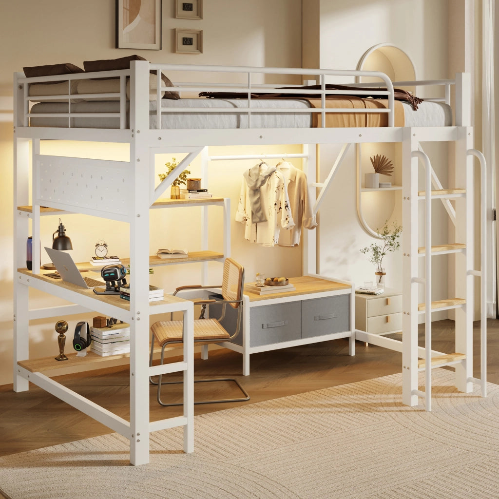 letto a castello metallo mdf bianco 140 x 200 cm