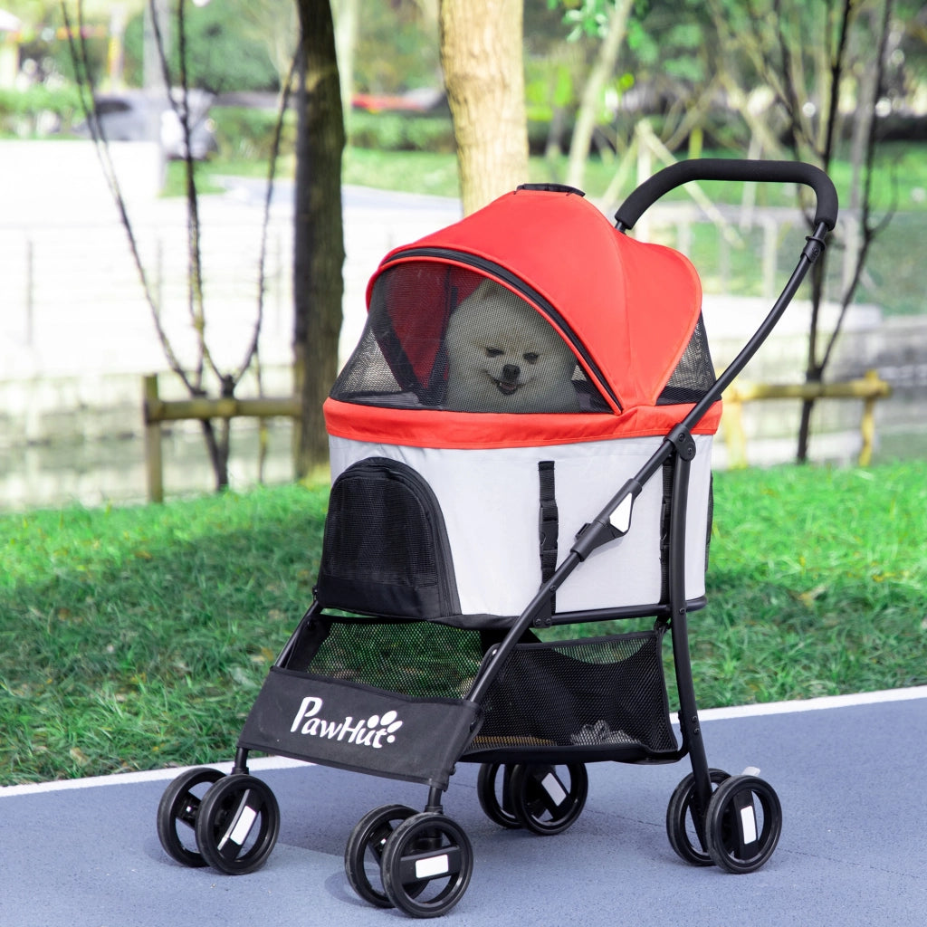Trasportino per Cani Pieghevole con Tettuccio ¨C zephmum ¨C 82x49.5x98cm, Rosso