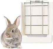 Mangiatutto per Piccoli Animali (Grata in Metallo e Plastica) - Mangiatoia per Roditori - Base di Cibo per Cavia/Chinchilla/Topi - Bianco