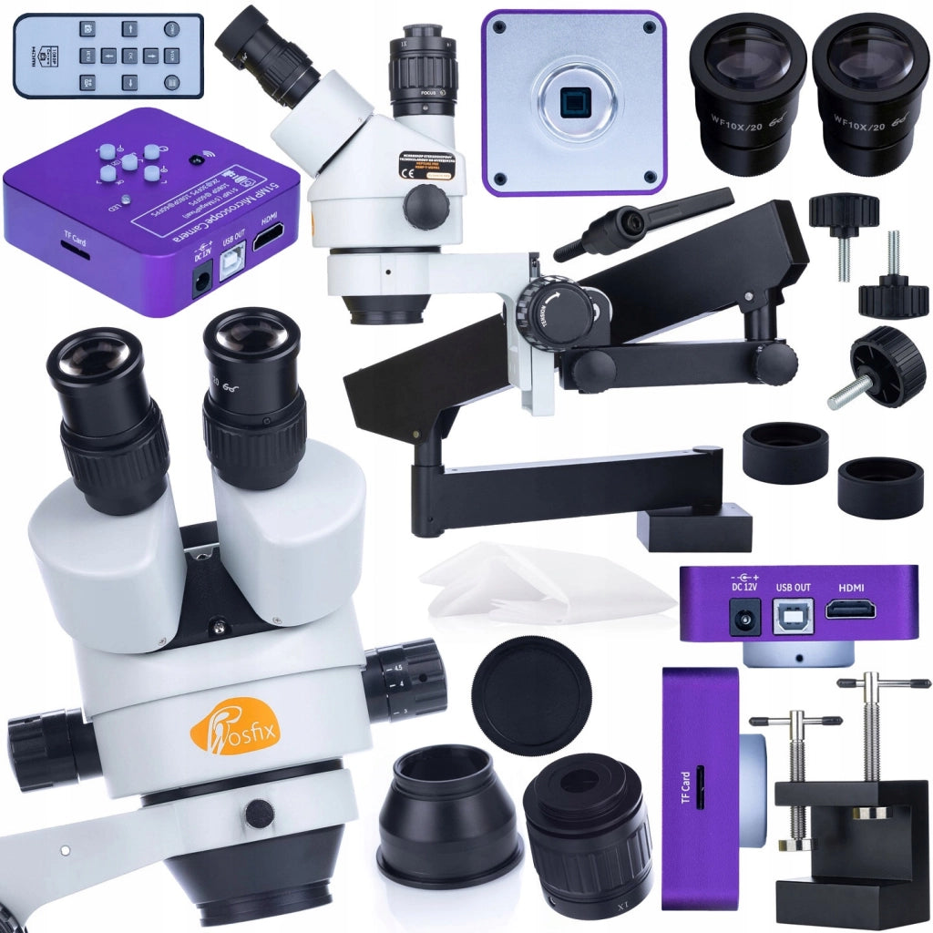 Mikroscopio Stereoscopico Trinoculare Neptune Pro MSNP-T-WDMS1 con Camera Puppis Pink PRO 51MP – Zoom 7x-45x, HDMI+USB