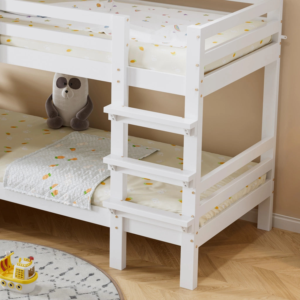 Letto a castello per bambini 90x200 cm con finestre, tetto e scala