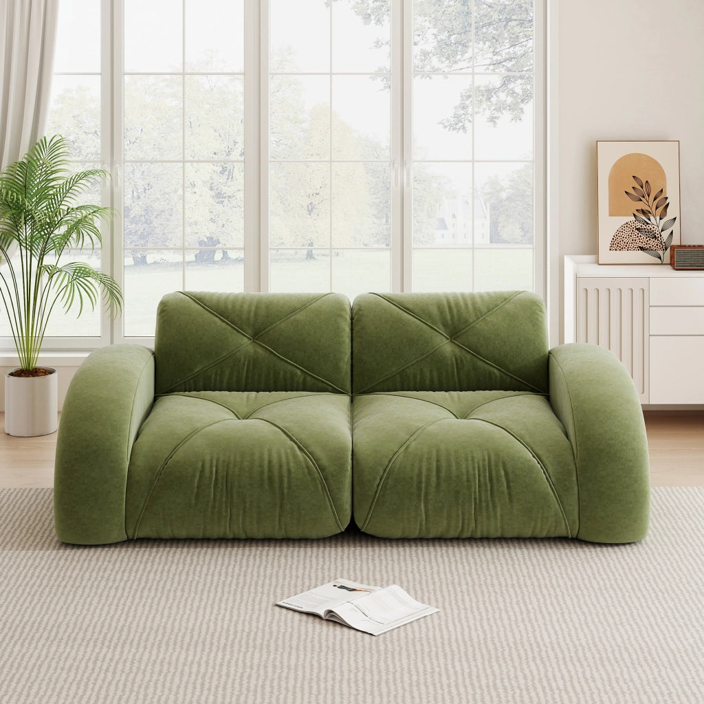 Divano Modulare 2 Posti in Tessuto Chenille ¨C Xylo ¨C Verde, Senza Montaggio